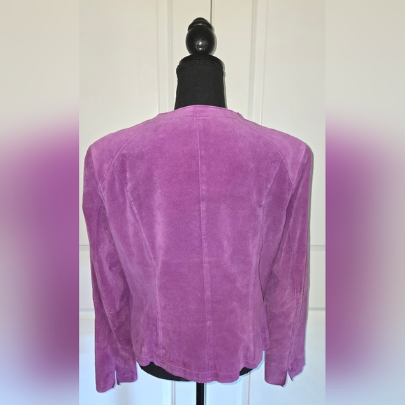 JONES NEW YORK Leather Moto Jacket Purple Sz XL - Picture 6 of 11